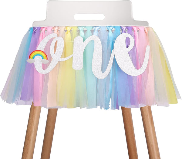 MIAUL Pastel Rainbow Highchair Banner for Baby - Party Theme Pull Flag, High