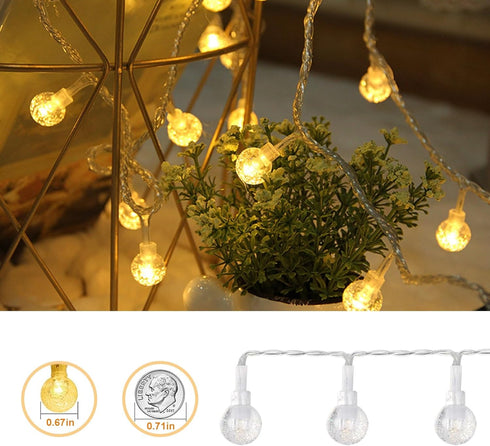 GTSYDING 19.6 40 8 Bubble Globe String Lights USB Powered, FT LEDs Modes Waterproof Hanging Crystal Ball Fairy Lights