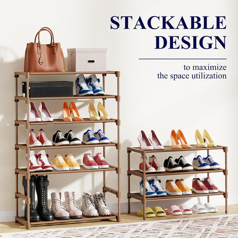 Closet, 27.5" 3 Kitsure Shoe Rack - Non-Woven Shoe Rack Shelf, Shoe Organizer for Entryway, Garage & Corridor