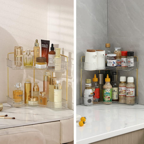 Countertop Counter, 2 INVSSENE Corner Bathroom Organizer, Vanity Trays for Makeup Organizers, Perfume Tray, Kitchen