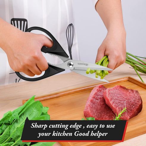 iBayam Kitchen Shears – All Purpose Heavy Duty Meat Scissors, Dishwasher Safe Utility Scissors, 2-Pack