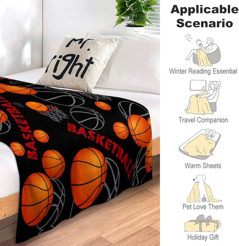 Brloote Cozy 3D 80"X60" Super Soft Basketball Blanket Lightweight Printed Flannel Soccer Baseball Throw Blankets