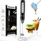 Handheld Rechargeable Milk Frother with Stand, Electric Whisk for Coffee, Detachable with 3 Stainless Whisks, Black