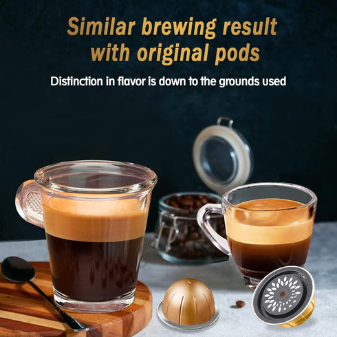CAPMESSO Reusable Coffee Capsule Lids for Nespresso Vertuo Pods, Food Grade Silicone Caps with Scoop and Brush (3PCS)