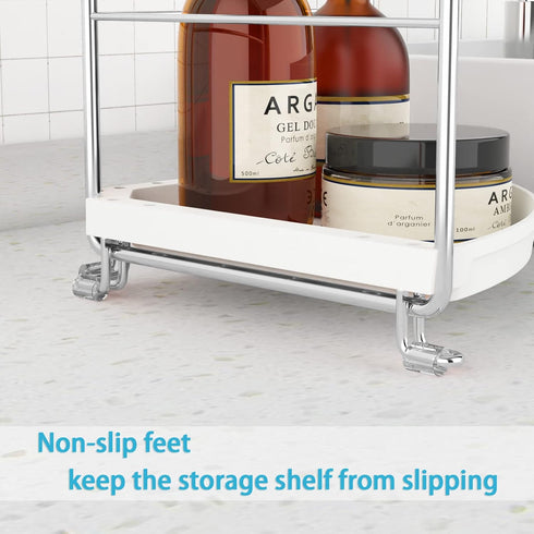 2-Tier Countertop Corner Bathroom Sink Organizer-Vanity Tray Cosmetic & Makeup Storage-Kitchen Spice Rack Standing