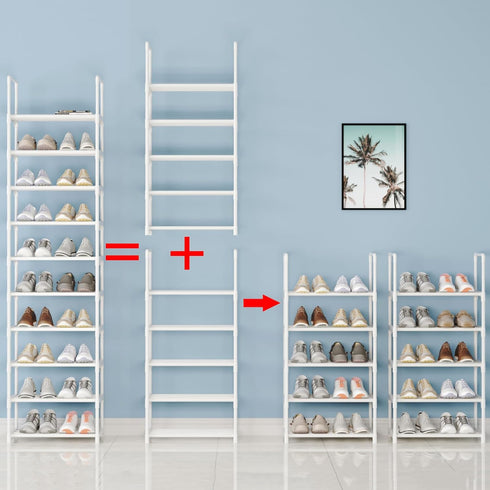 SOKOSEN 5-Tier Closet Small Shoe Rack, Metal Stackable Kids Shoe Shelf Storage Zapateras Organizer,Narrow Shoe Rack