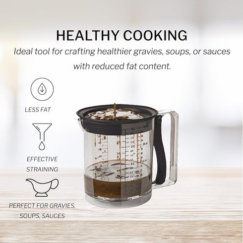 Amco 32oz Grease Separator, Bottom Release, Mess-Free Pouring, Dishwasher Safe