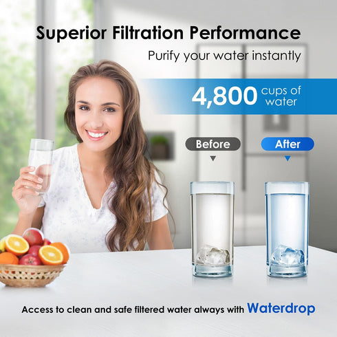 Waterdrop WD-F19C Replacement Refrigerator Water Filter for GE® RPWFE®, RPWF, Compatible with GFE28 Models