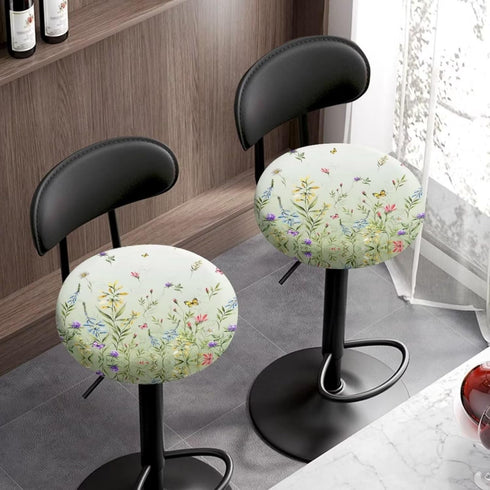 14-16 Inch Bar Stool Covers Elastic Fabric Dia Round Stool Dust Covers Stretchy Washable Stool Seat Slipcover Chair