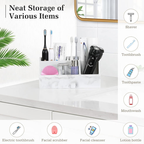 Countertop 5 Luxspire Electric Toothbrush Holders, Bathroom Organizer Caddy Slots Resin Large Toothbrush Holder Caddy