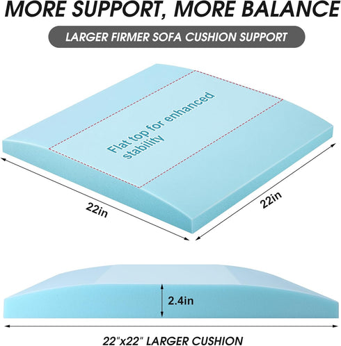 moonoom 22"x22" (2 Couch Cushion Support, Blue Sofa Cushion Sagging Repair, Curved High Density Foam Replacement