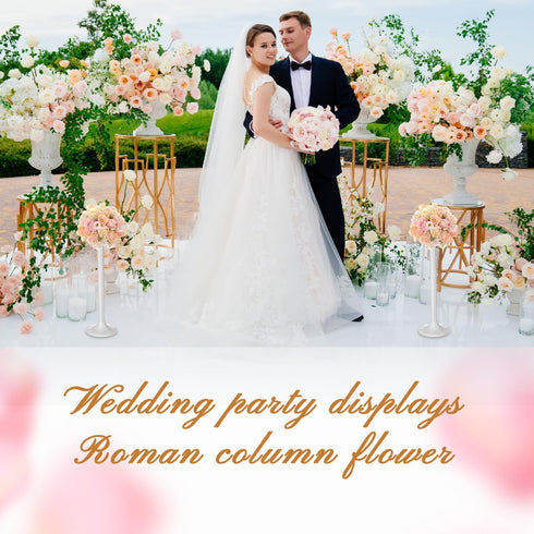 2 19.7 Inch Abaodam Pcs Wedding Flower Stand Roman Pillar, White Decorative Columns for Road Lead, Flower Arrangement