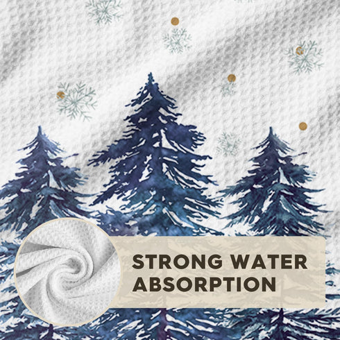 12x24 Inch Set 4 Artoid Mode Blue Xmas Tree Pinecone Christmas Bar Kitchen Towels, Quick Dry Microfiber Cloth Dish