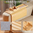 Bamboo Sofa Armrest Tray, Couch Arm Tray with Detachable Cup Holder and Anti-Slip Foldable Table Tray