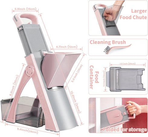 Jonscook Safe Mandoline Food Slicer for Kitchen - Vegetable Chopper With Adjustable Thickness, Multifunctional Veggie