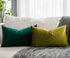 Olive Decorative Lumbar Velvet Throw Pillow Covers Set of 2, 12x20 inch with Zipper for Sofa Couch Bed