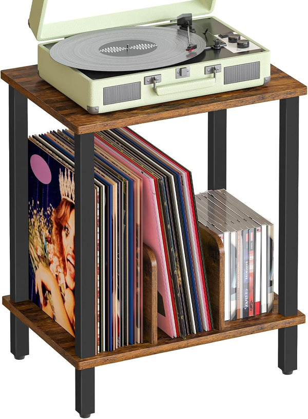 HOOBRO Small End Table, 2-Tier Record Player Stand Vinyl Record Turntable Stand