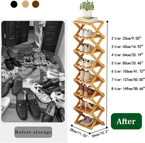 Closet (Tawny-3 Shoe Rack - Foldable Vertical Shoe Rack for Entryway,Durable and Easy to Assemble,Applicable to Home