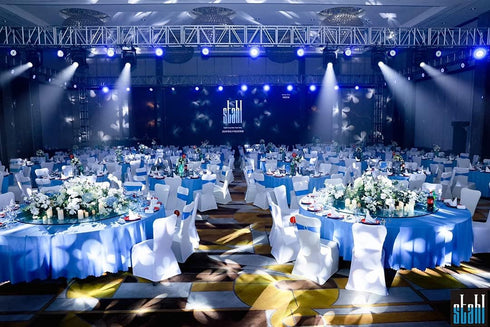 Tvoip 10PCS Chair Cover Stretch Band with Buckle Slider Sashes for Wedding Banquet Decoration (Light Blue)