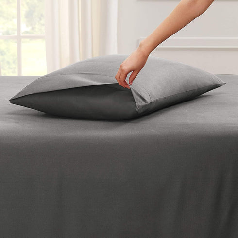 Empyrean Bedding Pillow Case Set of 2, Standard Size, Soft Microfiber, Dark Grey