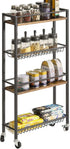 4-Tier 32.7" UHBR002H YMYNY Slim Kitchen Storage Rolling Cart, Utility Cart on Wheels, for Narrow Spaces, Laundry Room