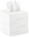 Ilyapa Square Wood Tissue Box Cover - Rustic Farmhouse White Wooden Tissue Holder