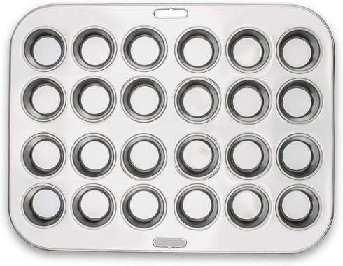 Fox Run Mini Muffin and Cupcake Pan, 10.5 x 13.75 x 1.5 inches, 24 Cup, Stainless Steel
