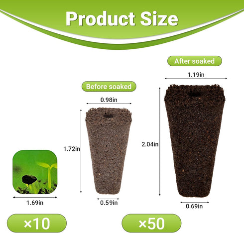 TISOHUGO 50 Pack 50pcs 10 Square Seed Starter Pods for Indoor Hydroponics Growing System, Squared Grow Sponges