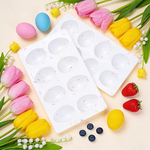 Rthjsfj 8-Cavity 2Pcs Easter Egg Shape Silicone Molds, Food-grade Baking Supplies for DIY Cake Decoration, Chocolate