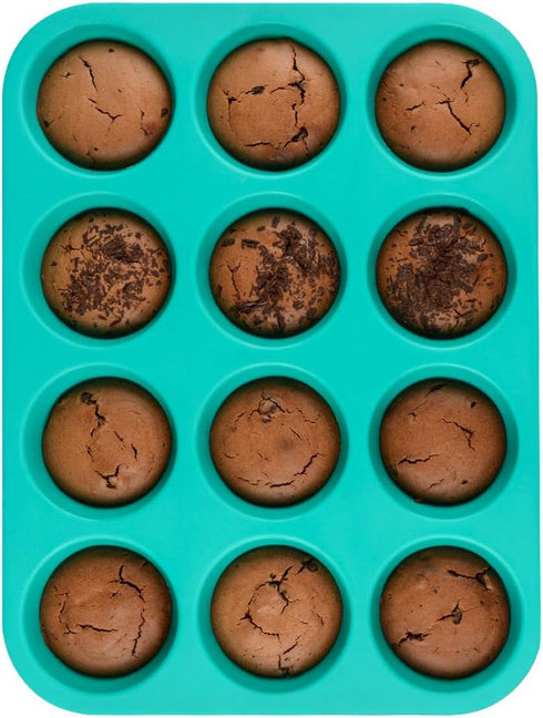 CAKETIME Silicone Muffin Pan Set - Mini 24 Cups and Regular 12 Cups Nonstick Food Grade Molds