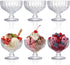 Youeon 6 Pack Vintage Embossed Glass Dessert Cups, 12oz Footed Sundae Glasses