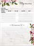 Vintage Floral Favorite Recipe Cards / 50 Pack Double Sided Cooking Ingredients Note Cards / 4" x 6"