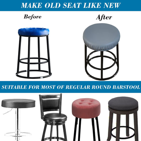 HFCNMY 12-17 Inch (2Pcs, Stretch PU Round Bar Stool Covers, Waterproof Seat Covers, Washable Cushion Slipcovers