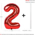 40 Inch Red Big Number 2 Birthday Party Decoration - Foil Polyester Film Balloons for Anniversary Party Wedding for
