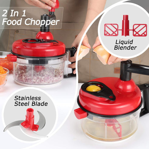 Cambom Manual Food Chopper, Vegetable Chopper Hand Food Processor with Clear Container 1200ml BPA Free