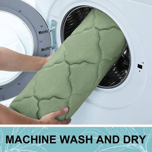 OLANLY Memory Foam Bath Mat Rug 30x20: Ultra Soft Non-Slip Absorbent Bathroom Carpet for Floor, Tub, Shower, Sage Green