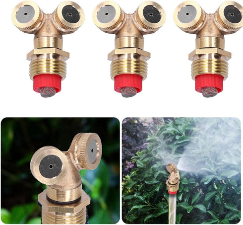 Zerodis Brass Misting Nozzles, 3Pcs Spray Nozzles with Filter for Garden Irrigation and Outdoor Cooling
