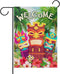 Welcome Summer Tiki Aloha Hibiscus Frangipani Flower Garden Flag, Tropical Outdoor Small Decor for Home