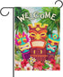 Welcome Summer Tiki Aloha Hibiscus Frangipani Flower Garden Flag, Tropical Outdoor Small Decor for Home