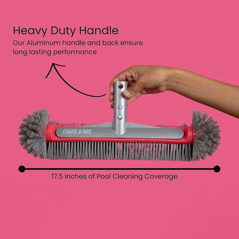 Coast & Kee 10-Rows Swimming Pool Brush Head for Inground & Above Ground Pools | of Nylon Bristles Heavy-Duty Aluminum