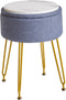 IBUYKE Teddy Velvet Storage Footrest Stool Ottoman, Makeup Vanity Stool Side Table