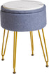 IBUYKE Teddy Velvet Storage Footrest Stool Ottoman, Makeup Vanity Stool Side Table