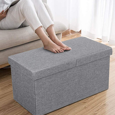 30 Inches 80L Giantex Folding Storage Ottoman W/Lift Top, Large Storage Space and Padded Seat Bed End Bench Chest
