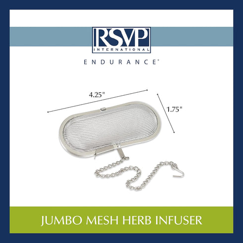4.25x1.75" RSVP International Endurance Kitchen Collection Stainless Steel Mesh Floating Spice Infuser for Soups, Stews