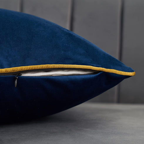 Avigers 20 x 20 Inches Navy Blue Solid Cushion Case, Luxury European Throw Pillow Cover for Couch Bedroom