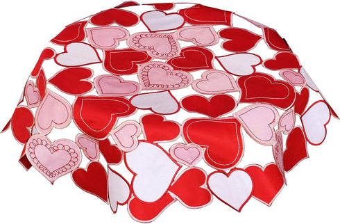 Simhomsen Small Embroidered Love Heart Tablecloth, Round 34 inches for Wedding Anniversary or Engagements