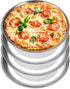 P&P CHEF 10 Inch Pizza Pans (4 Pieces), Round Stainless Steel Pizza Baking Sheet, Non-toxic & Easy Cleaning, Oven &