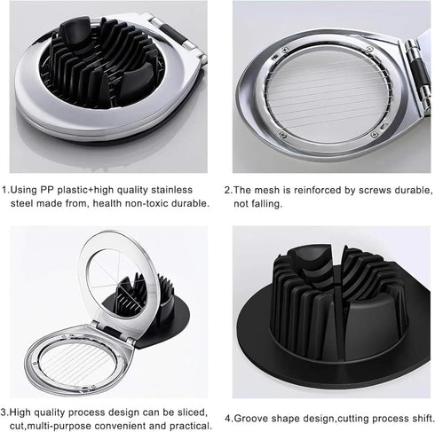 BIBURY Egg Slicer for Hard Boiled Eggs, Heavy Duty Stainless Steel Wire Cutter with 3 Slicing Styles, Easy to Clean