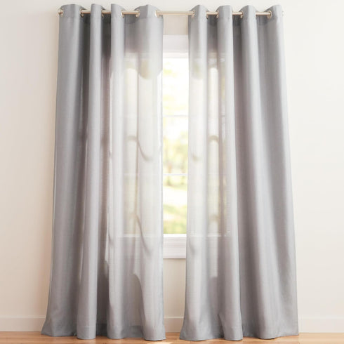 Loha Linen Grommet Top Curtain Panel Pair by Exclusive Home, 54"x108", Dove Grey