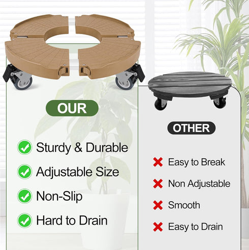 360 15-22 Inch 440lbs 1 Pack ToLanbbt Plant Caddy Stand with Wheels Adjustable Rolling Stand Heavy Duty Large Plant